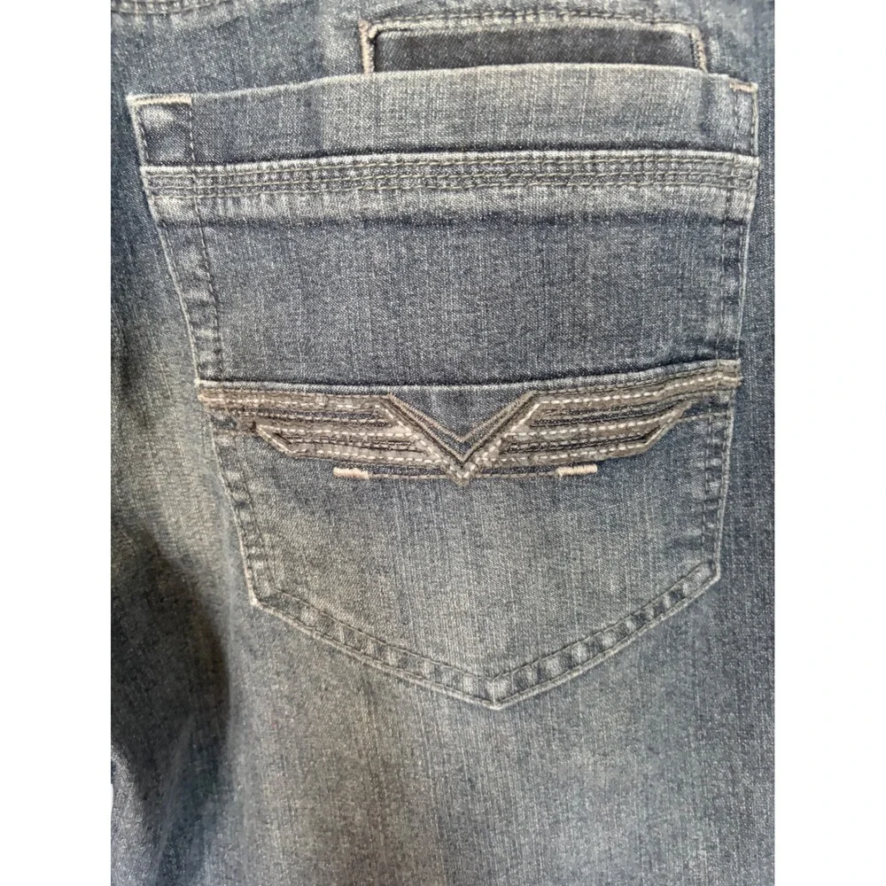 I Jeans by Buffalo Mens 36x30 Dark Wash Straight Leg Denim Blue Jeans Whiskered